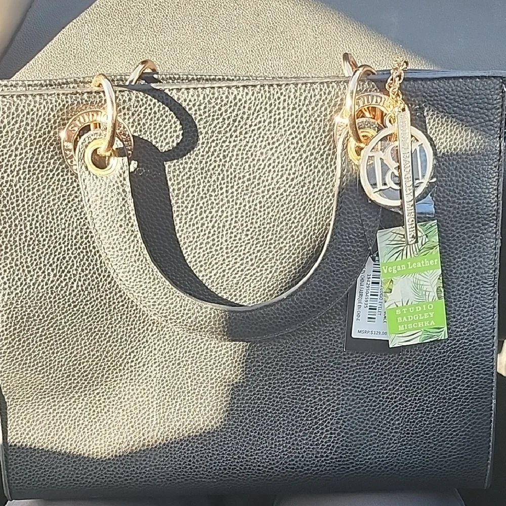 Badgley Mischka Black Tote With Strap - Picture 1 of 2